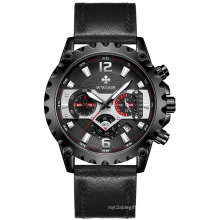 Designer mens quartz wristwatch chronograph date waterproof leather strap fashion men watch